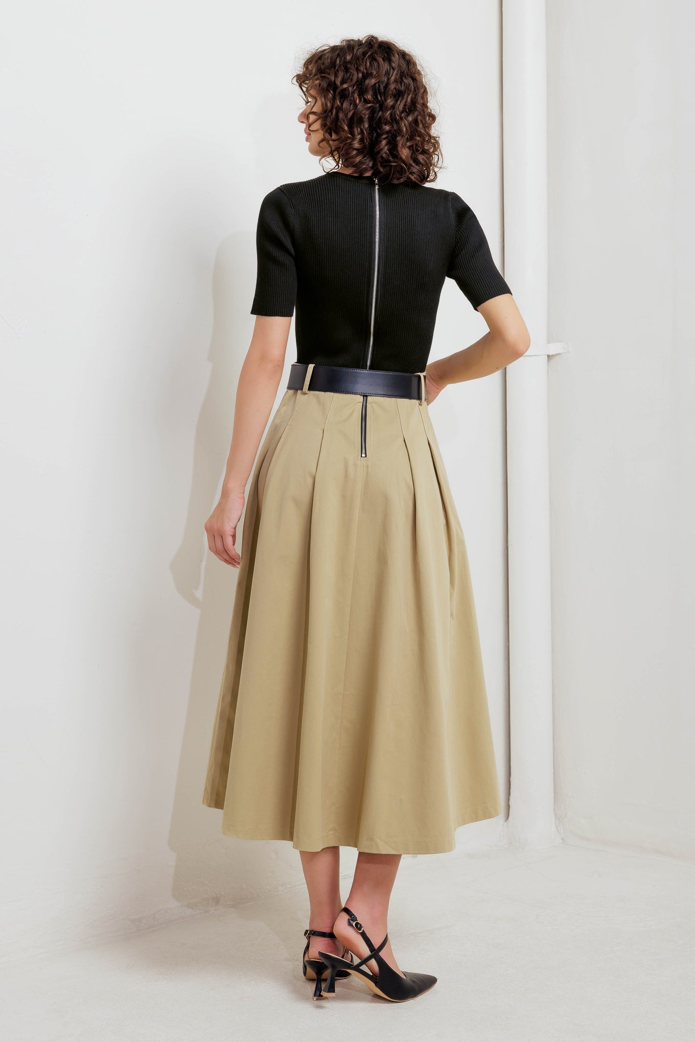 SCULPTED GRACE SWEATER WOVEN TOP AND SKIRT DRESS