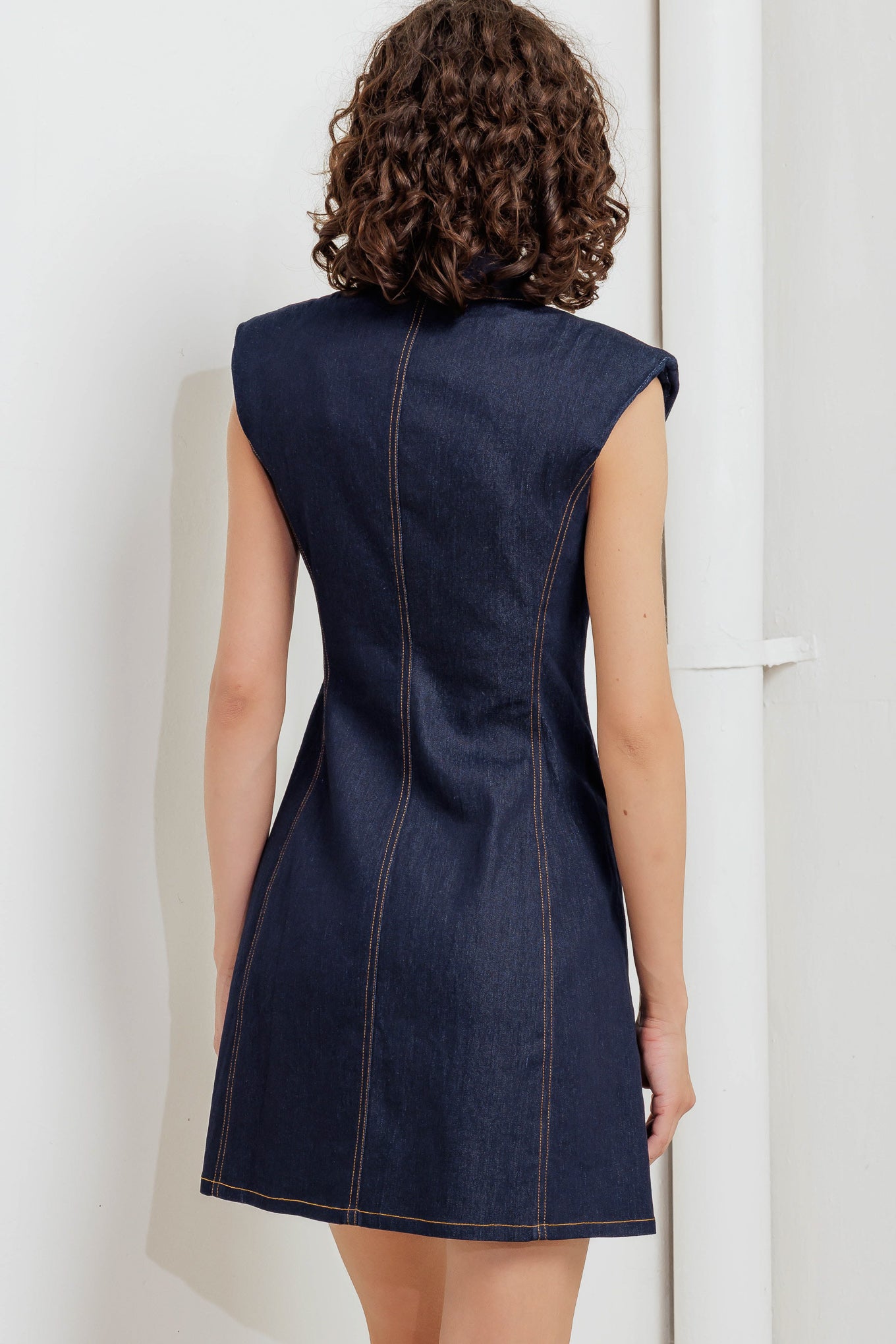 SLEEK CRAFT DENIM MINI DRESS