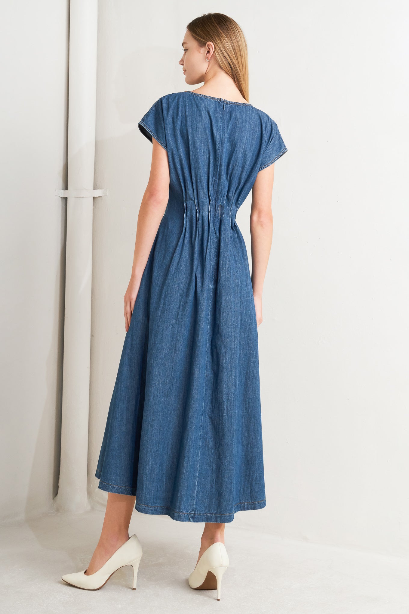 MODERN WORK DENIM MIDI DRESS