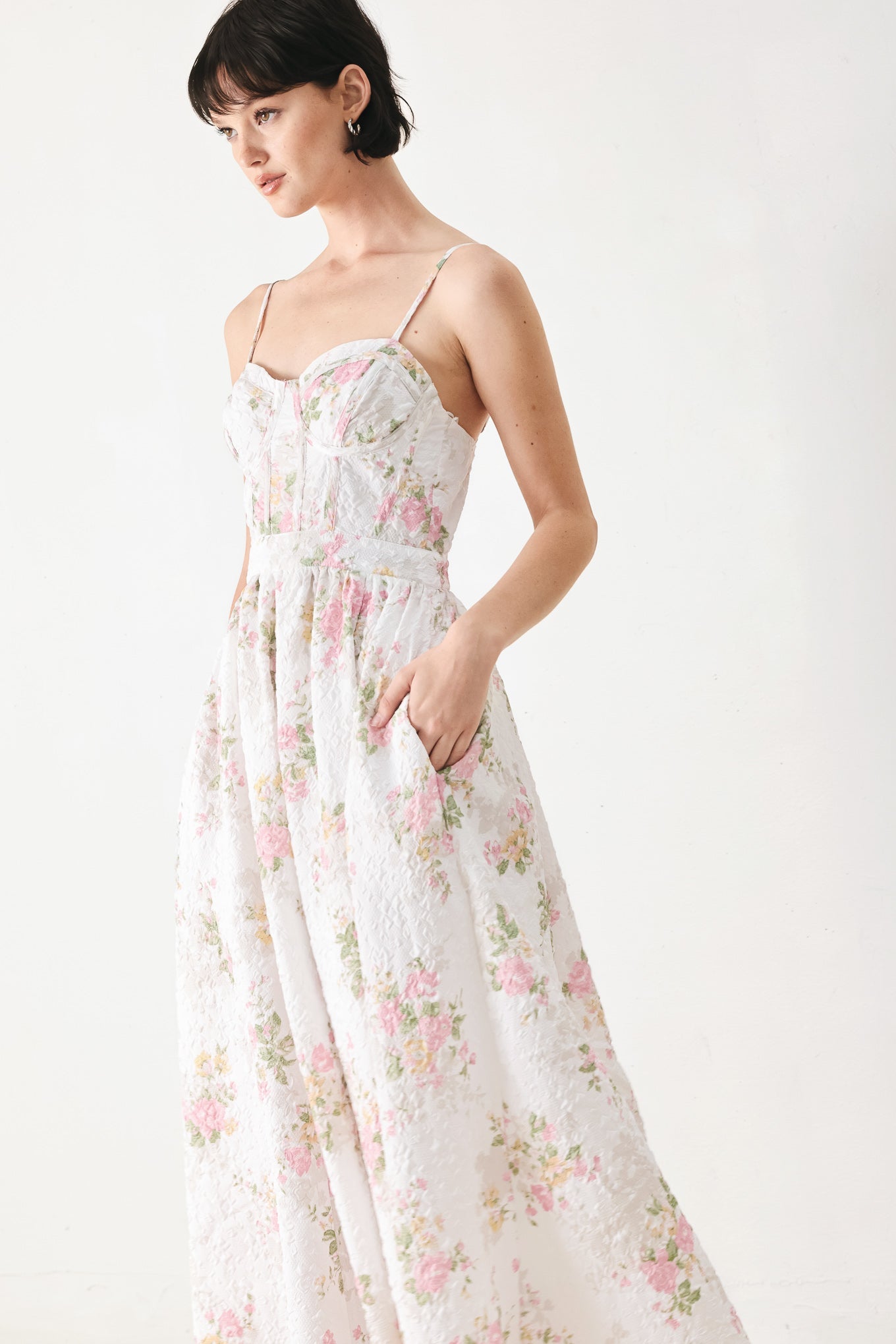 PASTEL ROMANCE WOVEN MIDI DRESS