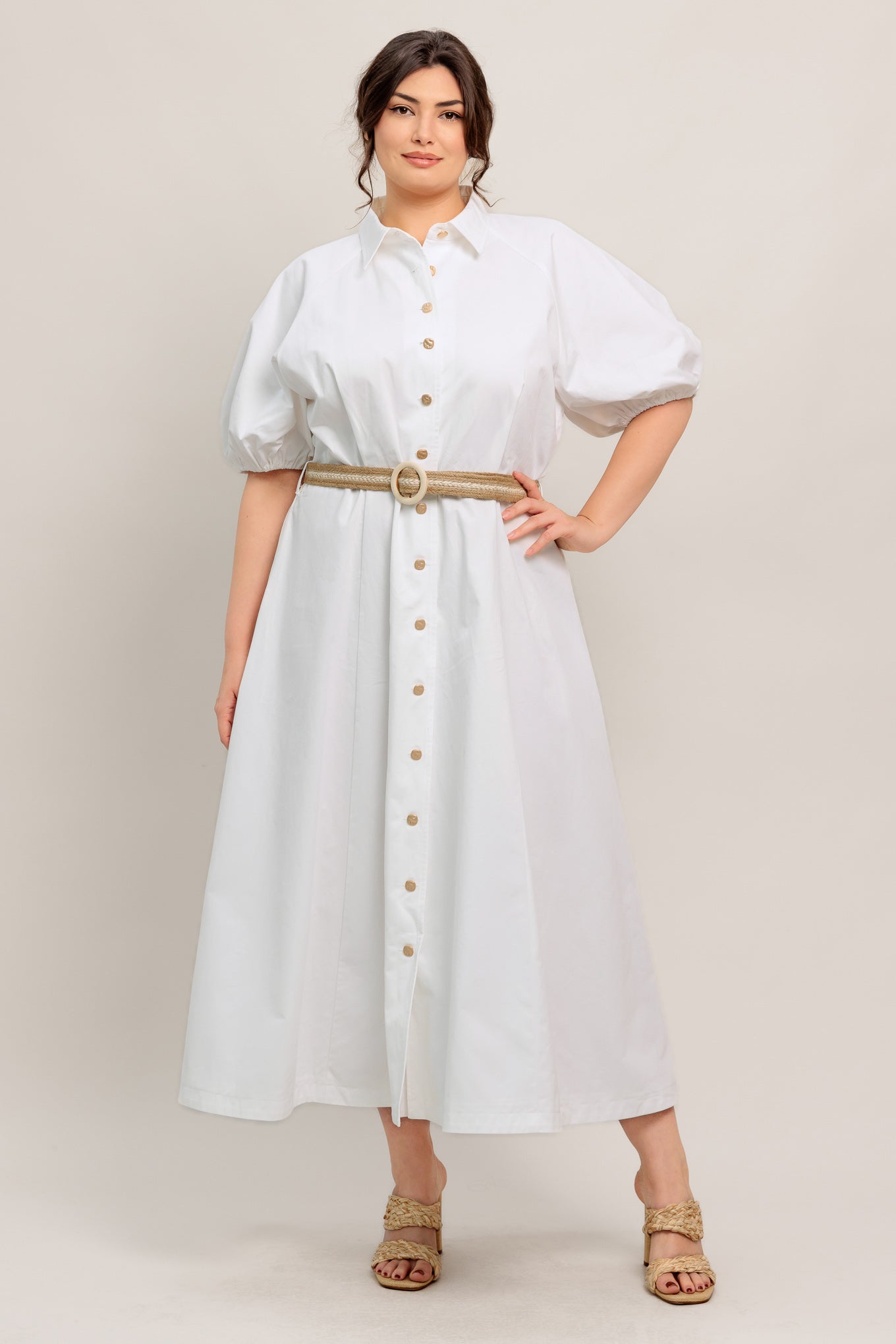 RELAXED TAILOR WOVEN MIDI DRESS