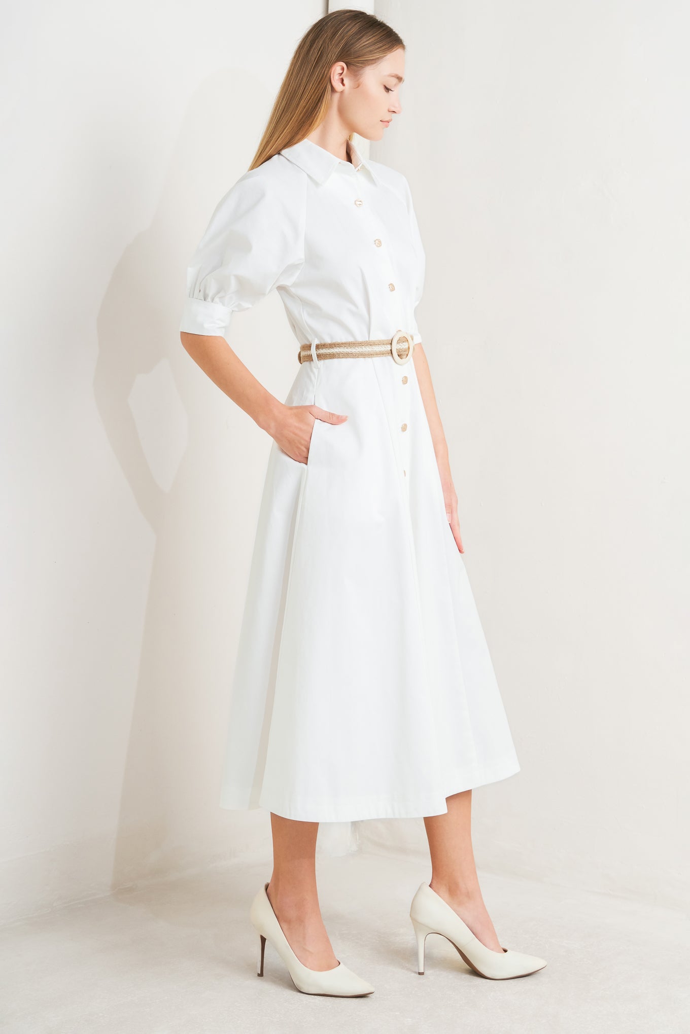 RELAXED TAILOR WOVEN MIDI DRESS