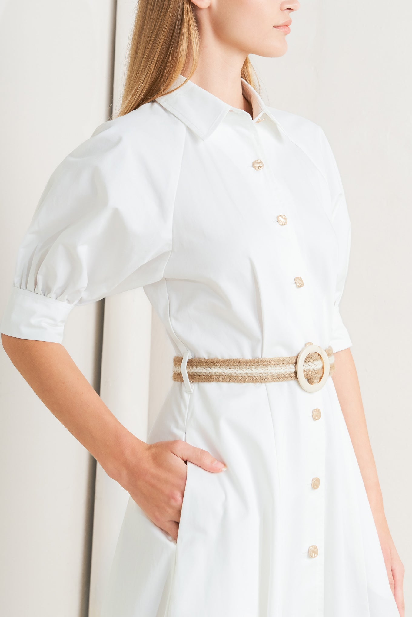 RELAXED TAILOR WOVEN MIDI DRESS