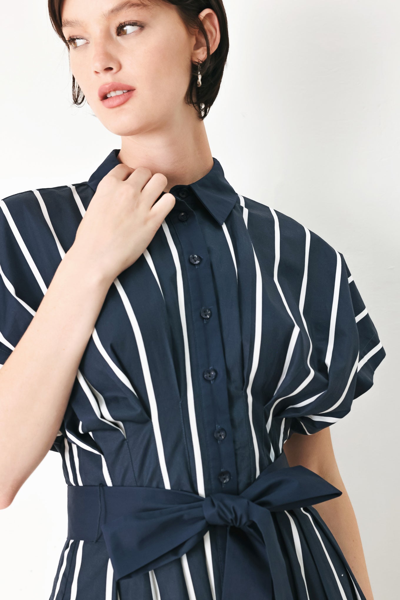 [PREORDER] PINSTRIPE STORY WOVEN MIDI DRESS