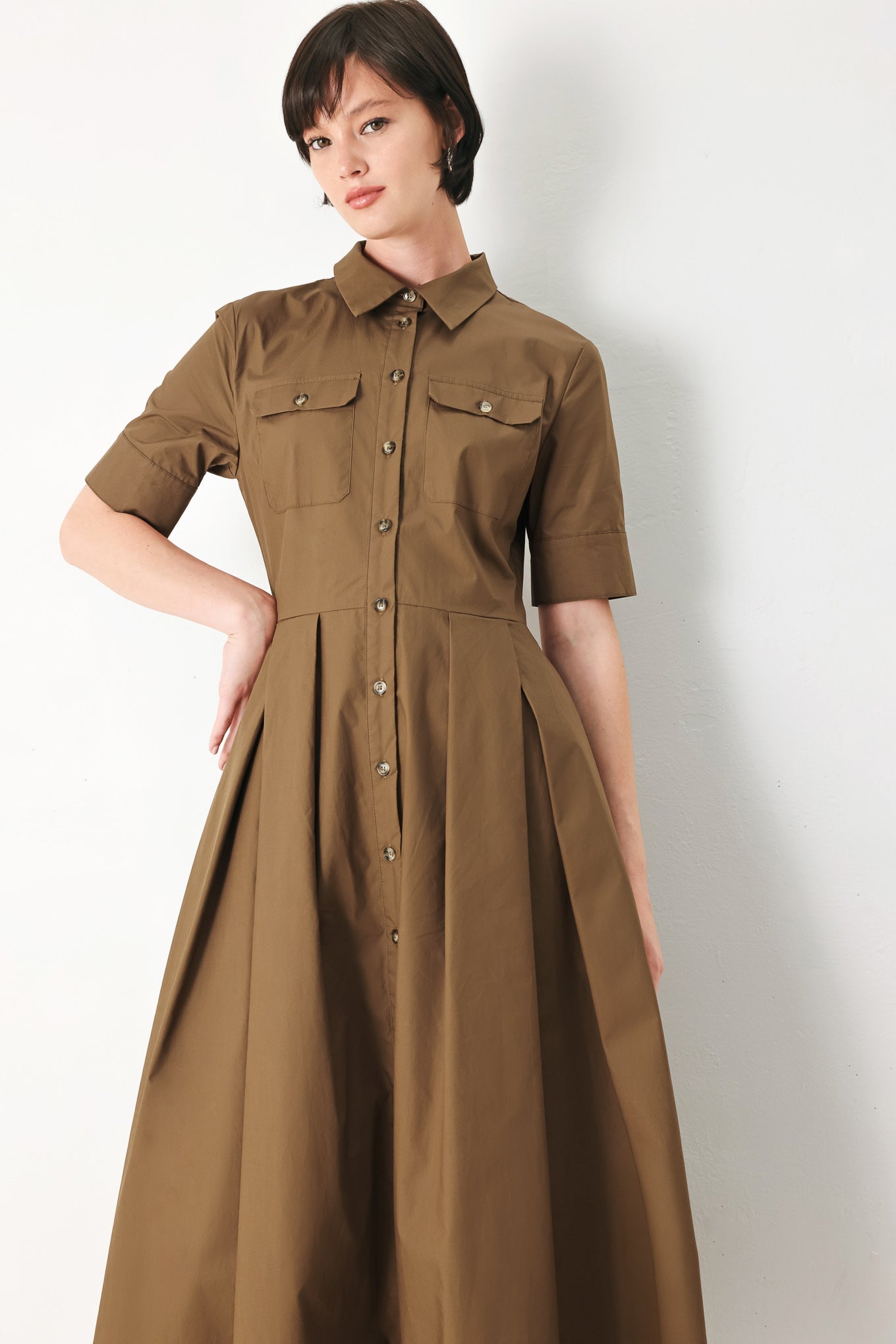 DESERT ICON WOVEN MIDI SHIRT DRESS