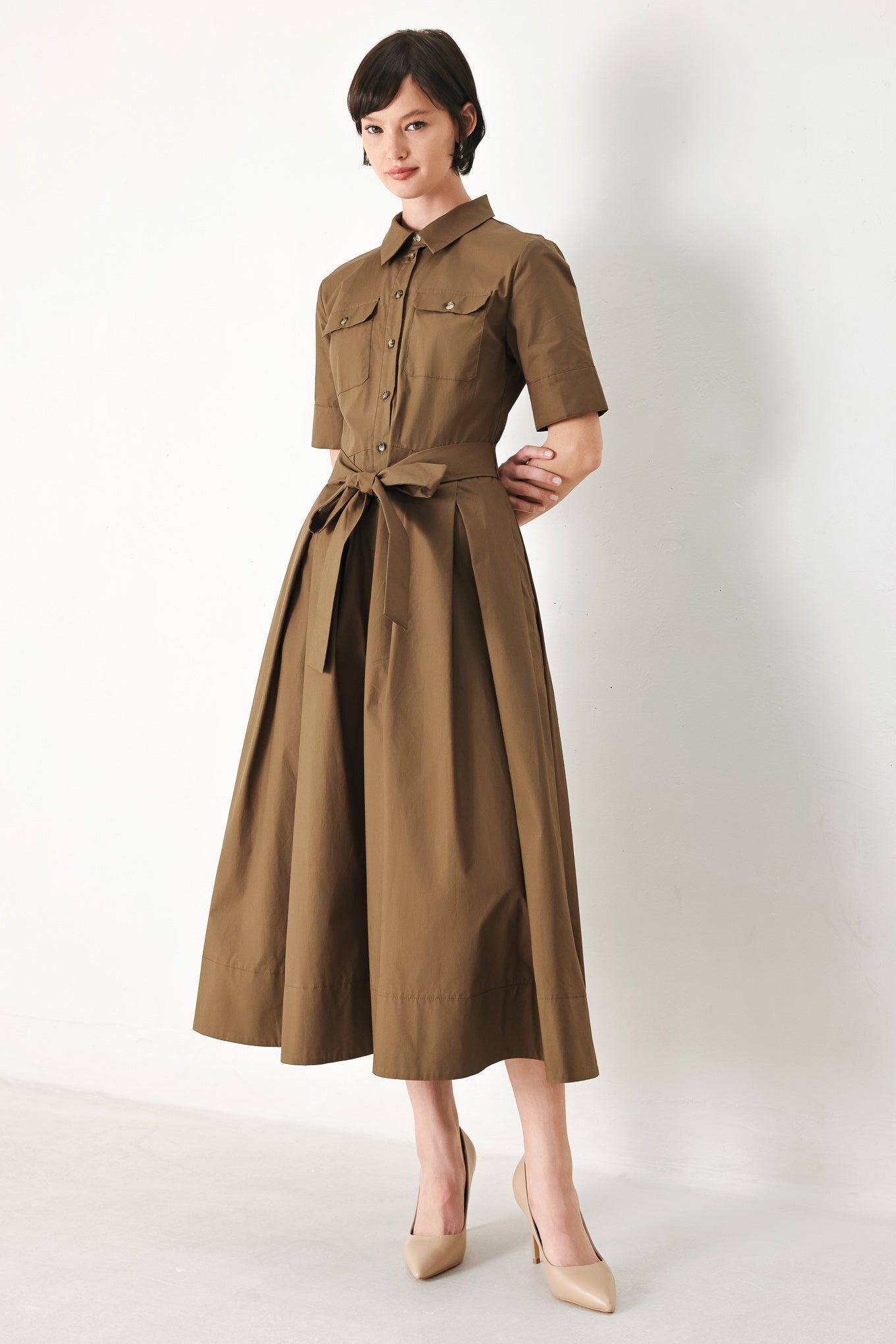 DESERT ICON WOVEN MIDI SHIRT DRESS