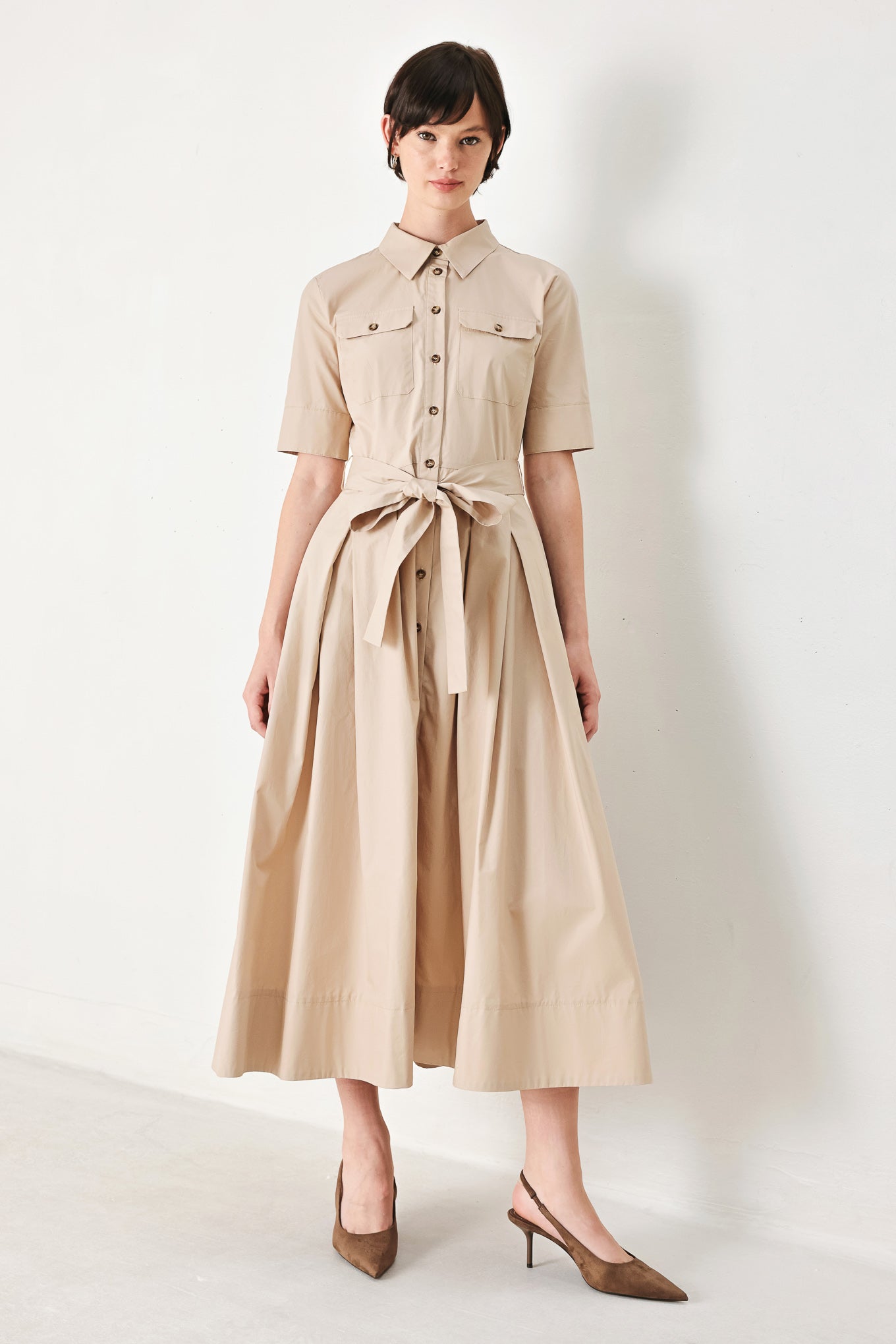 DESERT ICON WOVEN MIDI SHIRT DRESS
