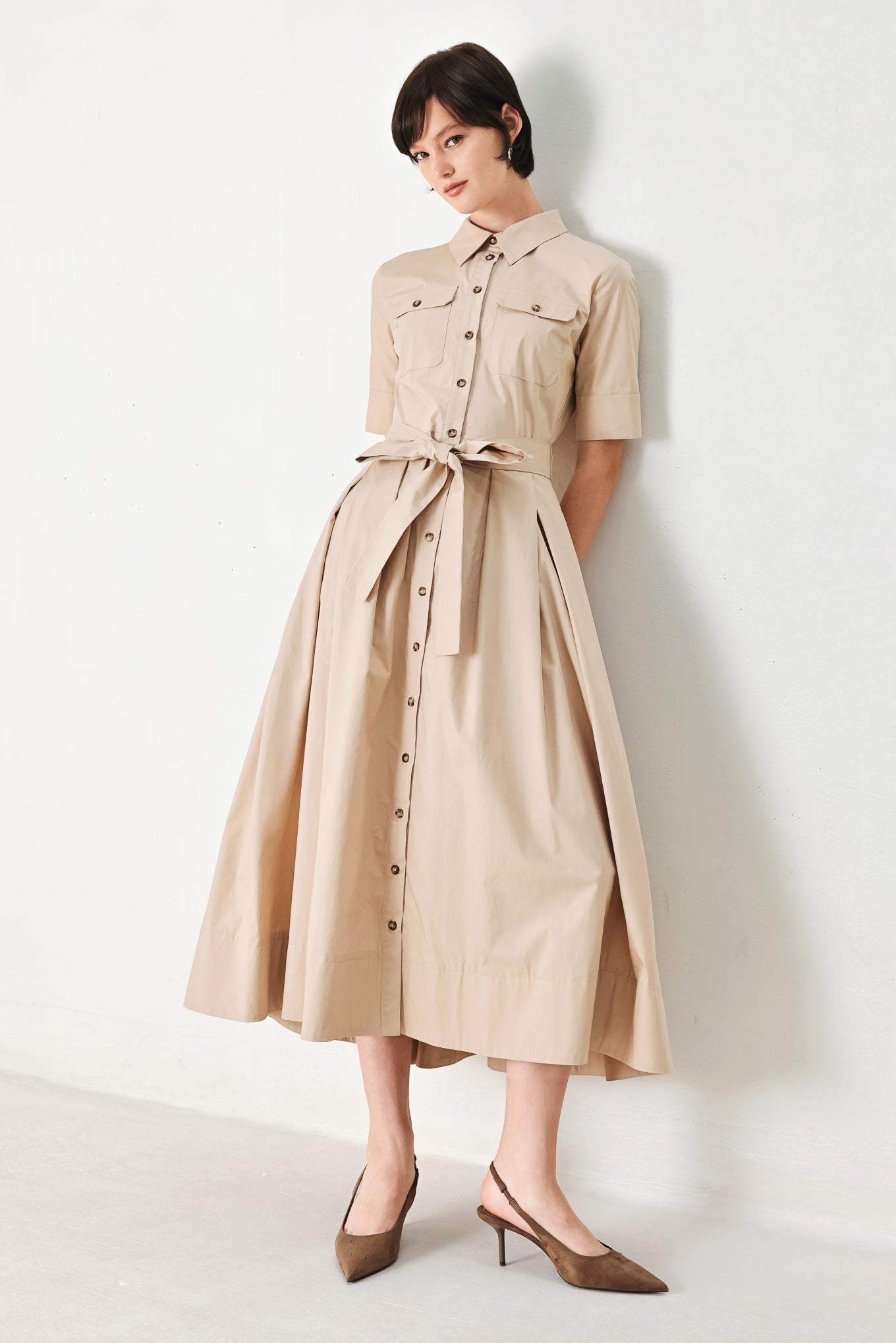 DESERT ICON WOVEN MIDI SHIRT DRESS