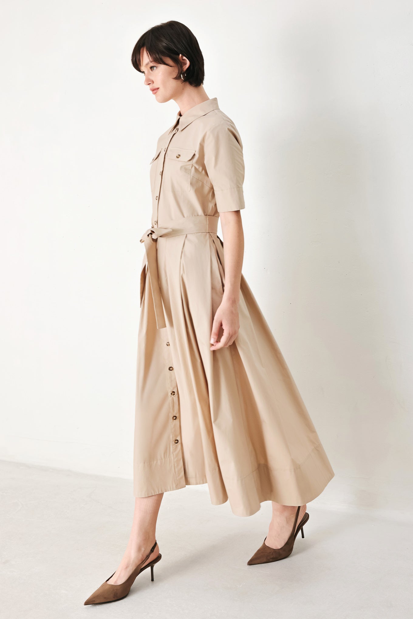 DESERT ICON WOVEN MIDI SHIRT DRESS