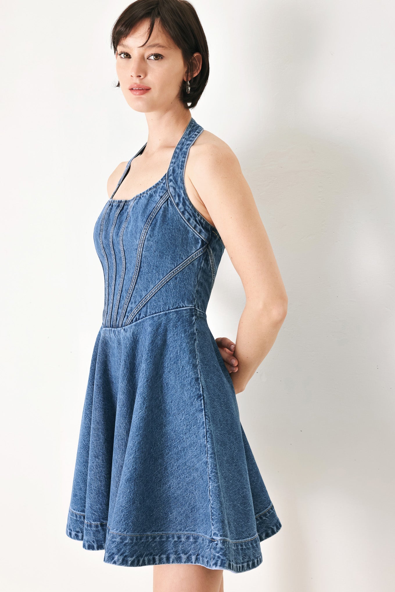 VINTAGE SHAPE DENIM MINI DRESS