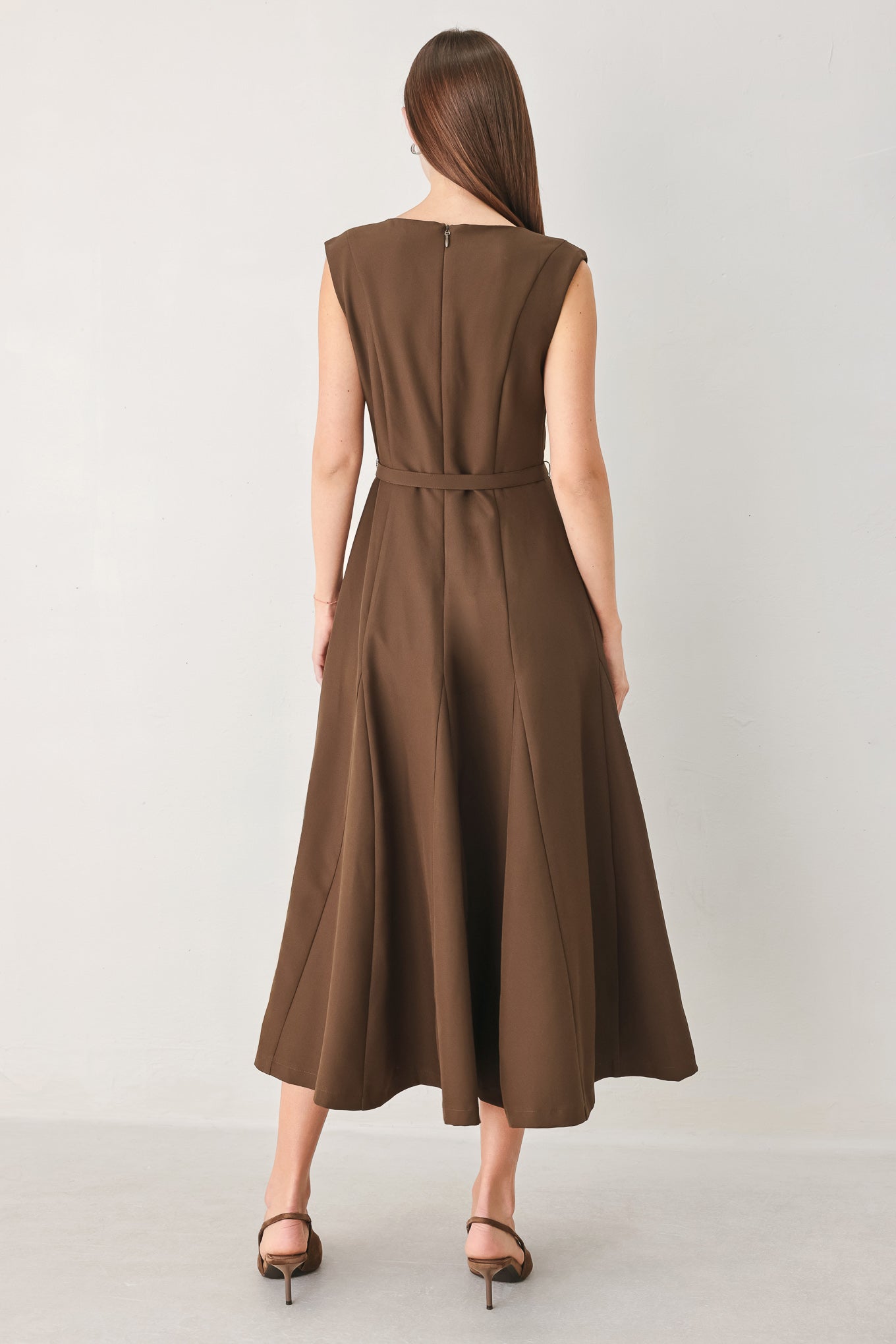 HAZELNUT BALLET WOVEN MIDI DRESS