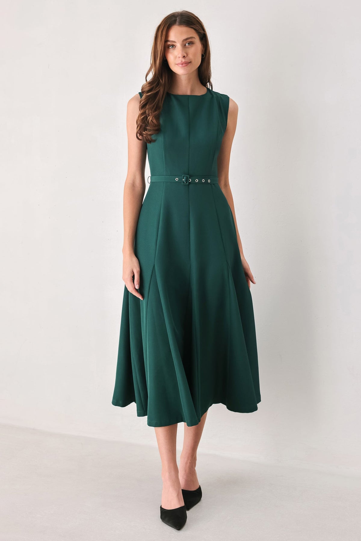 HAZELNUT BALLET WOVEN MIDI DRESS