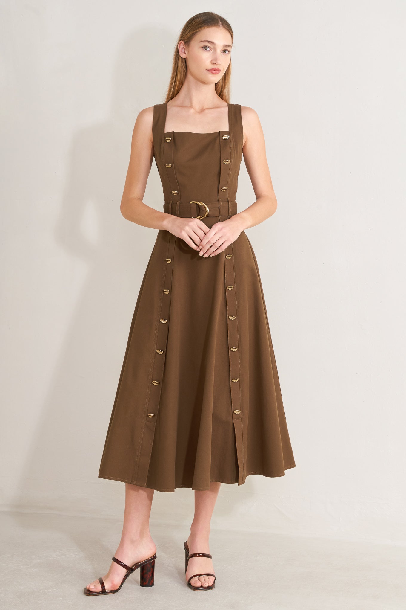 SWEET SIENNA WOVEN MIDI DRESS