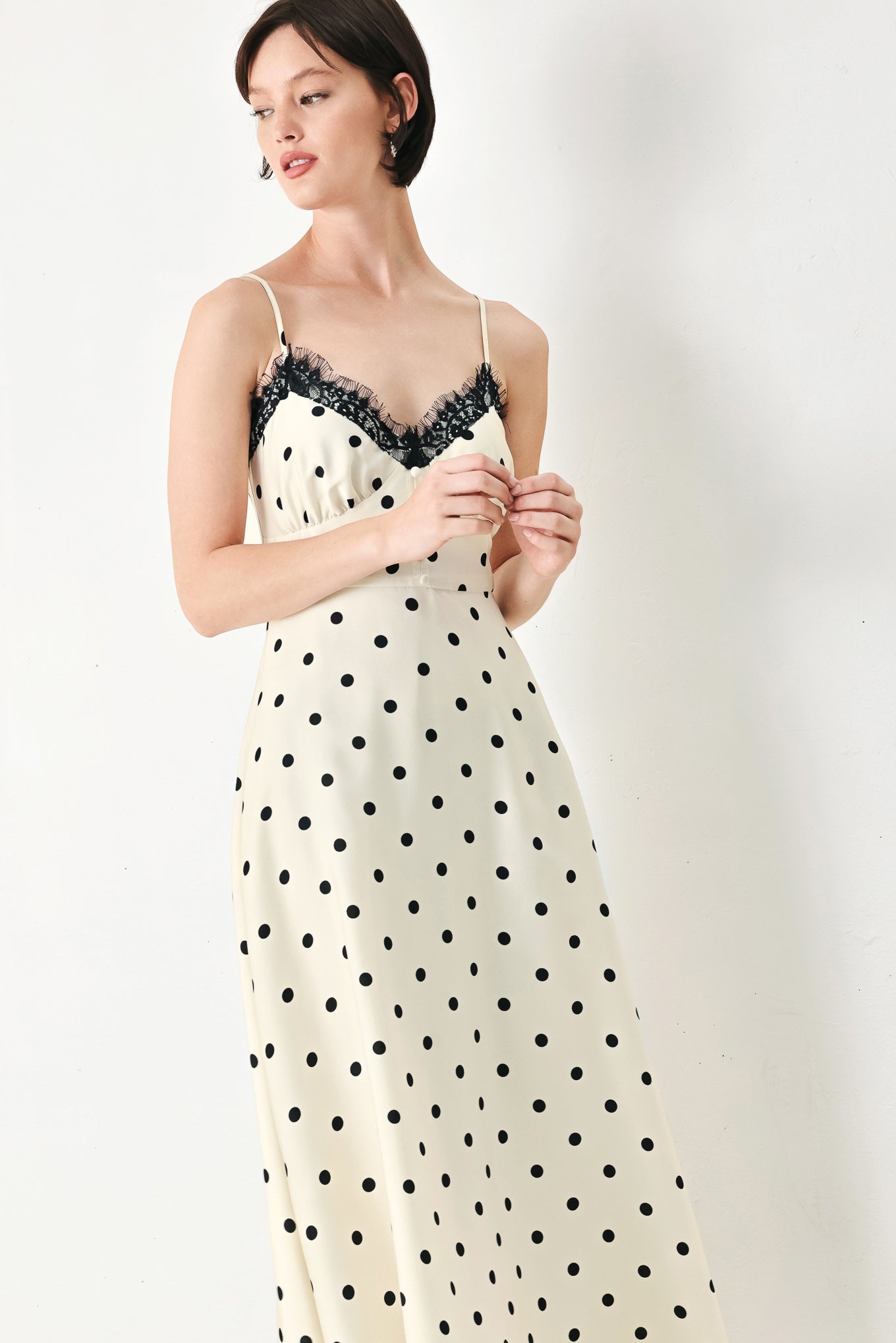 DOTTY SWEETHEART WOVEN MIDI DRESS