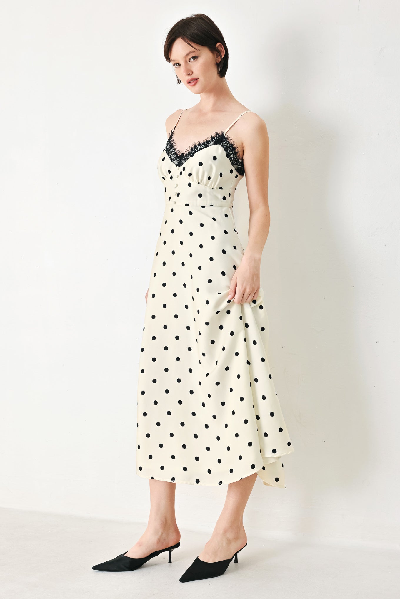 DOTTY SWEETHEART WOVEN MIDI DRESS