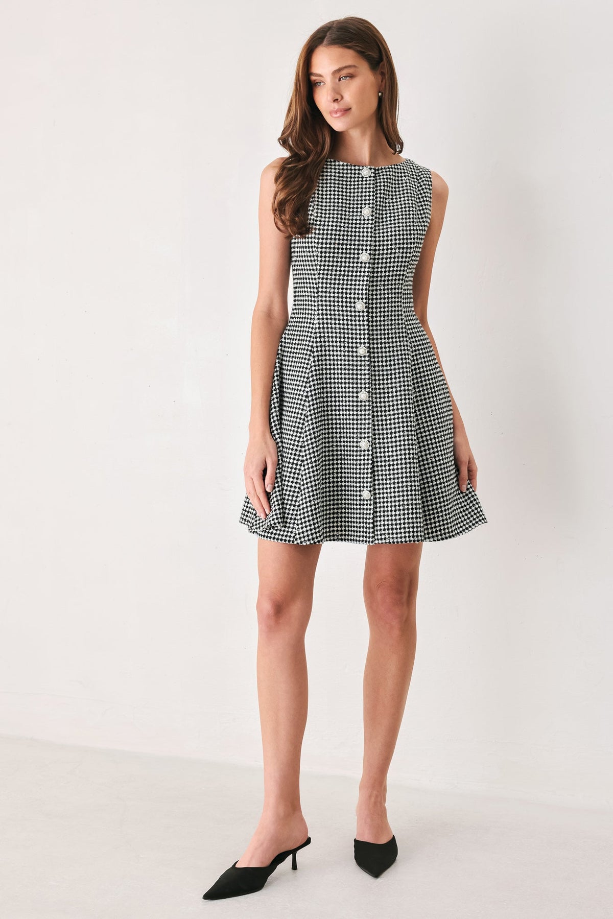 MONOCHROME SPARK BLACK/WHITE SEQUIN SKATER MINI DRESS