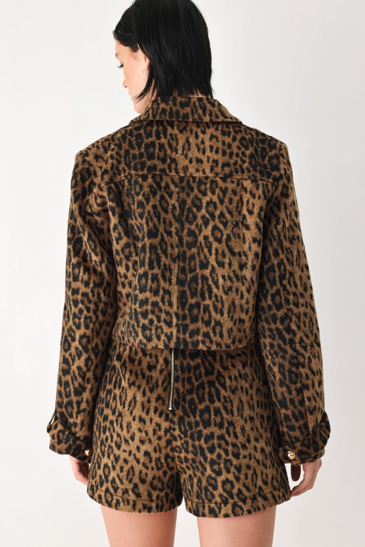 HERITAGE EDGE BROWN/BLACK WOOL-BLEND CROPPED JACKET
