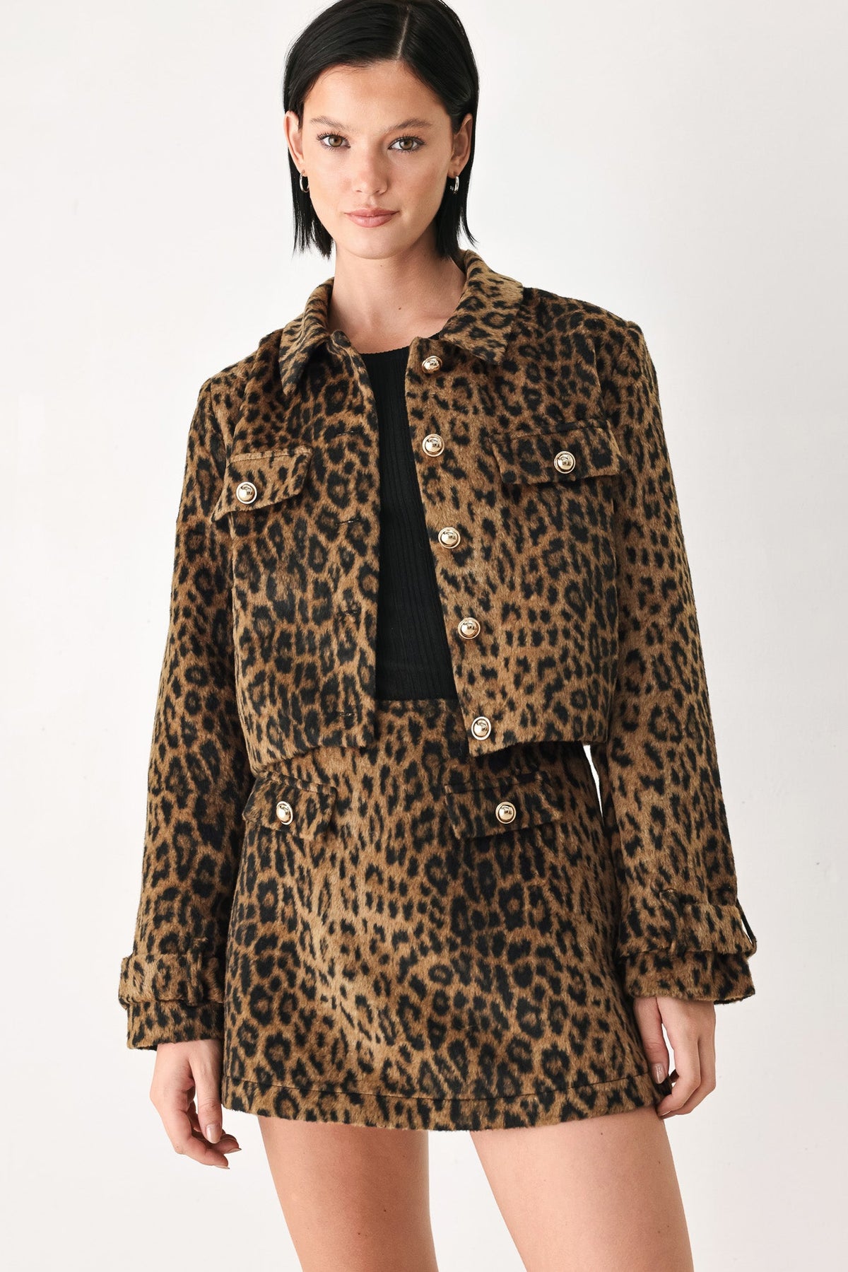 HERITAGE EDGE BROWN/BLACK WOOL-BLEND CROPPED JACKET