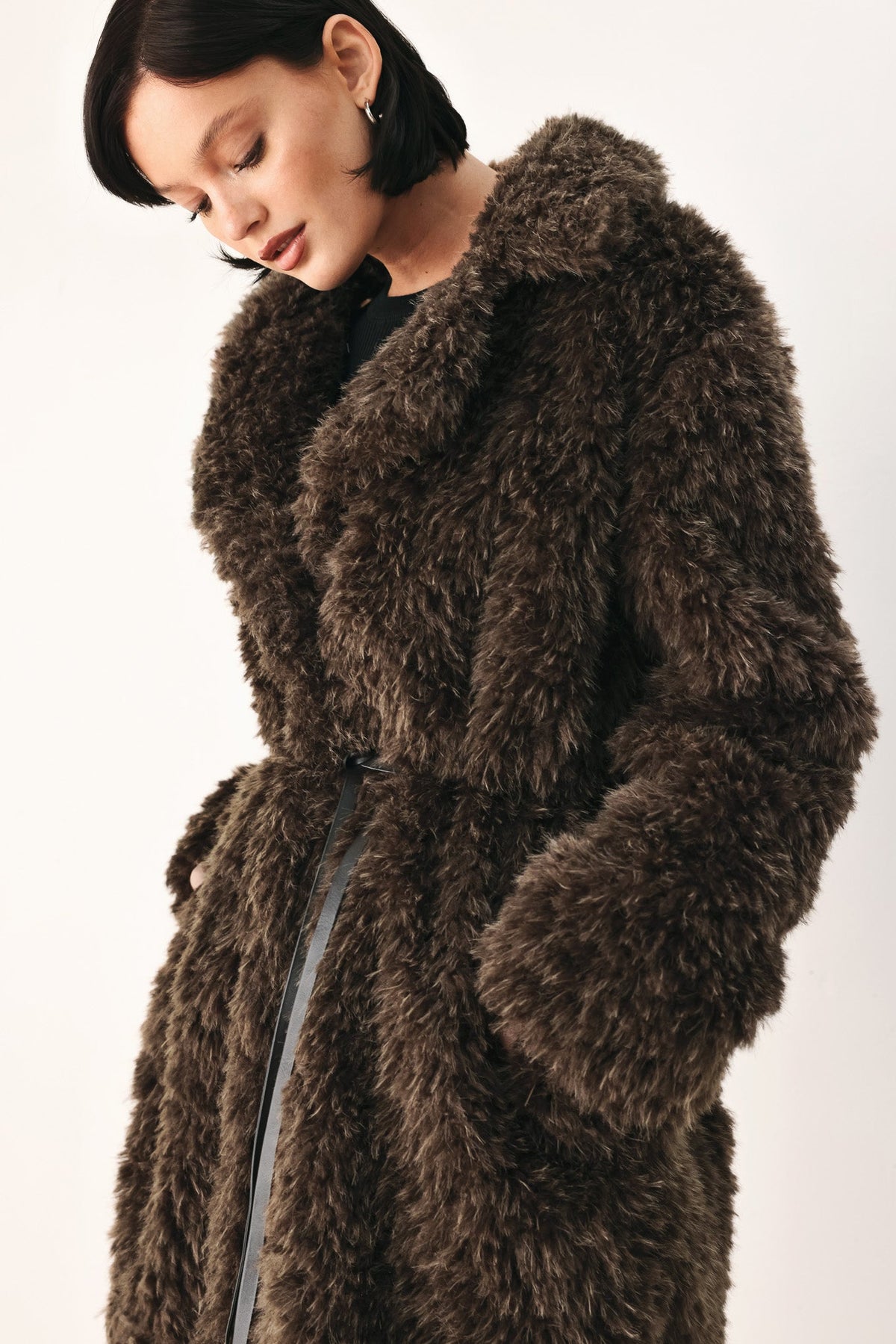 COZY IN THE CITY BELTED FAUX FUR MIDI COAT