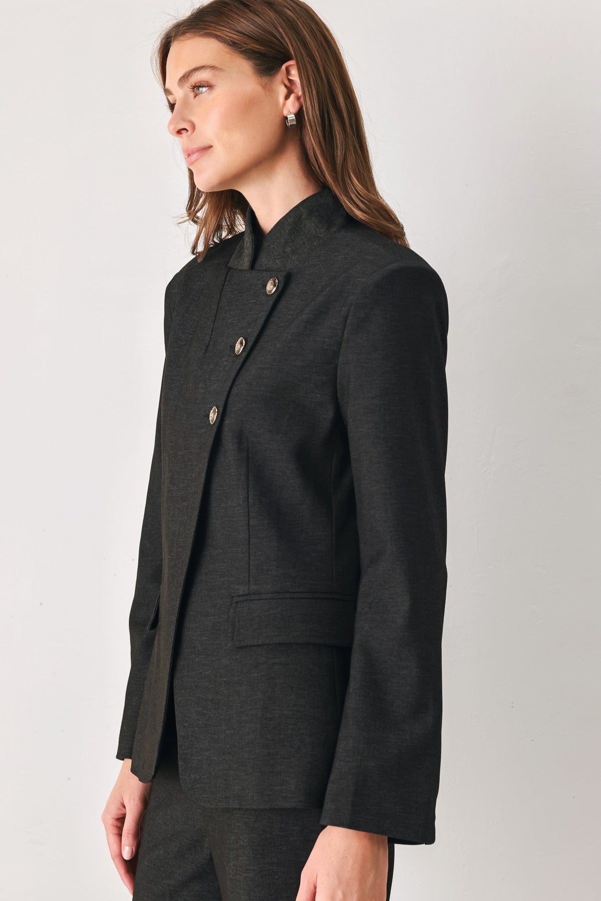 COMMAND NOIR BLACK ASYMMETRICAL MILITARY JACKET