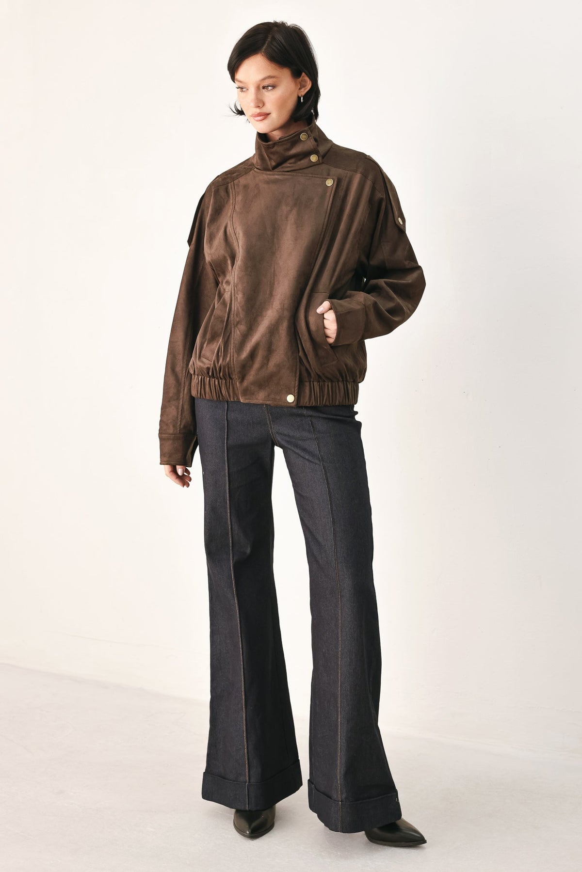 DOWNTOWN DARLING FAUX LEATHER BOMBER JACKET