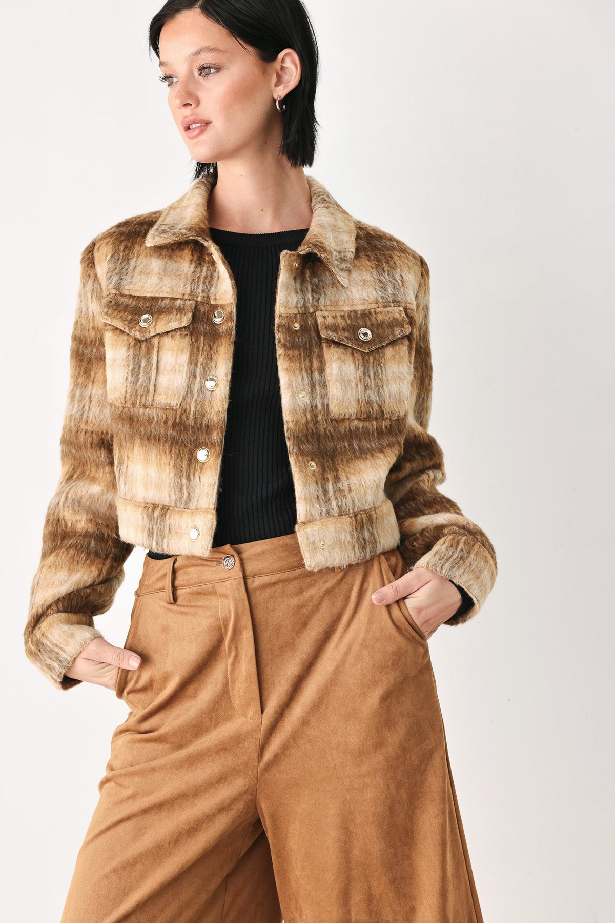 AUTUMN IN ASPEN PLAID CROP JACKET