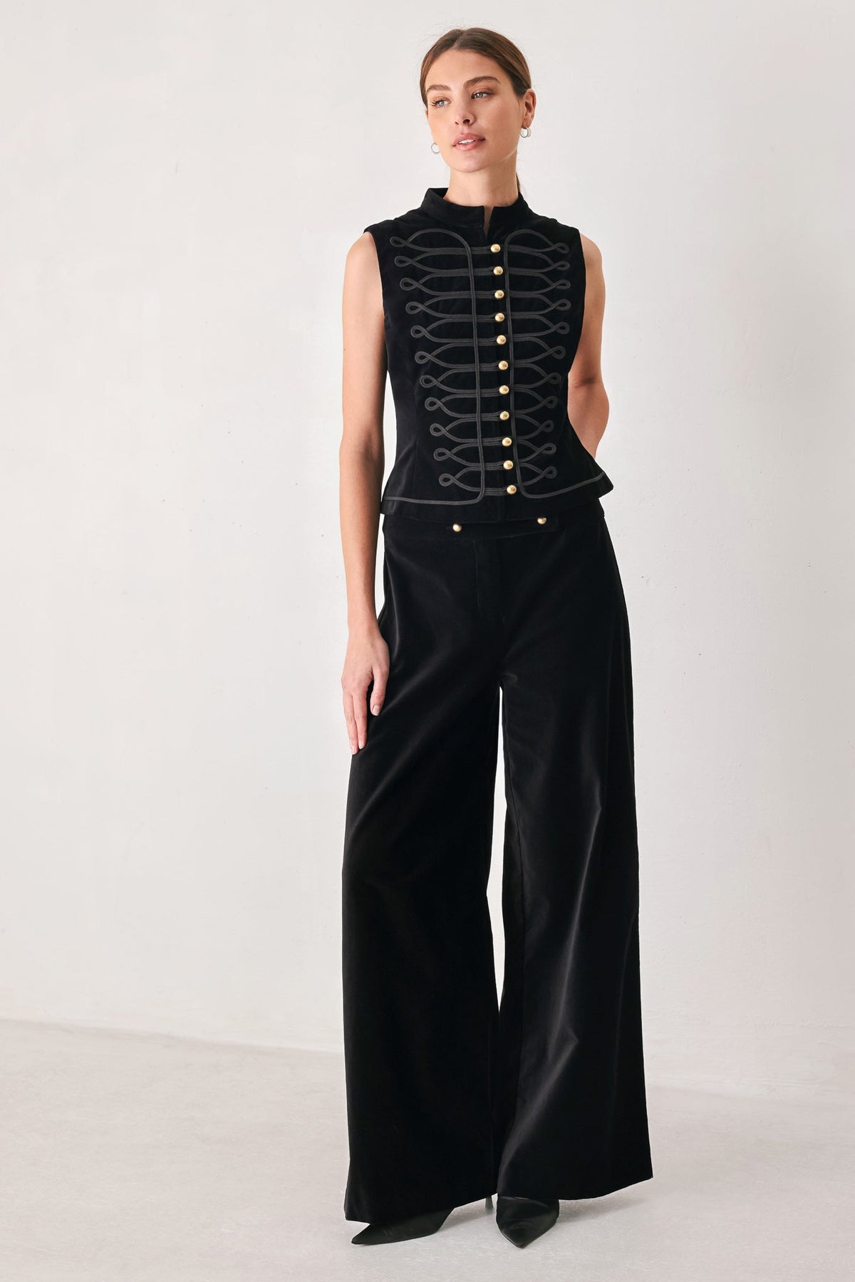 VELVET COMMAND BLACK MILITARY VEST