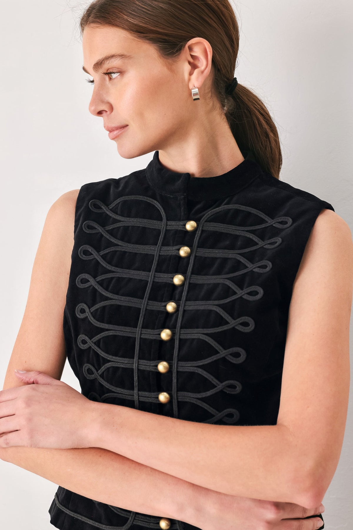 VELVET COMMAND BLACK MILITARY VEST
