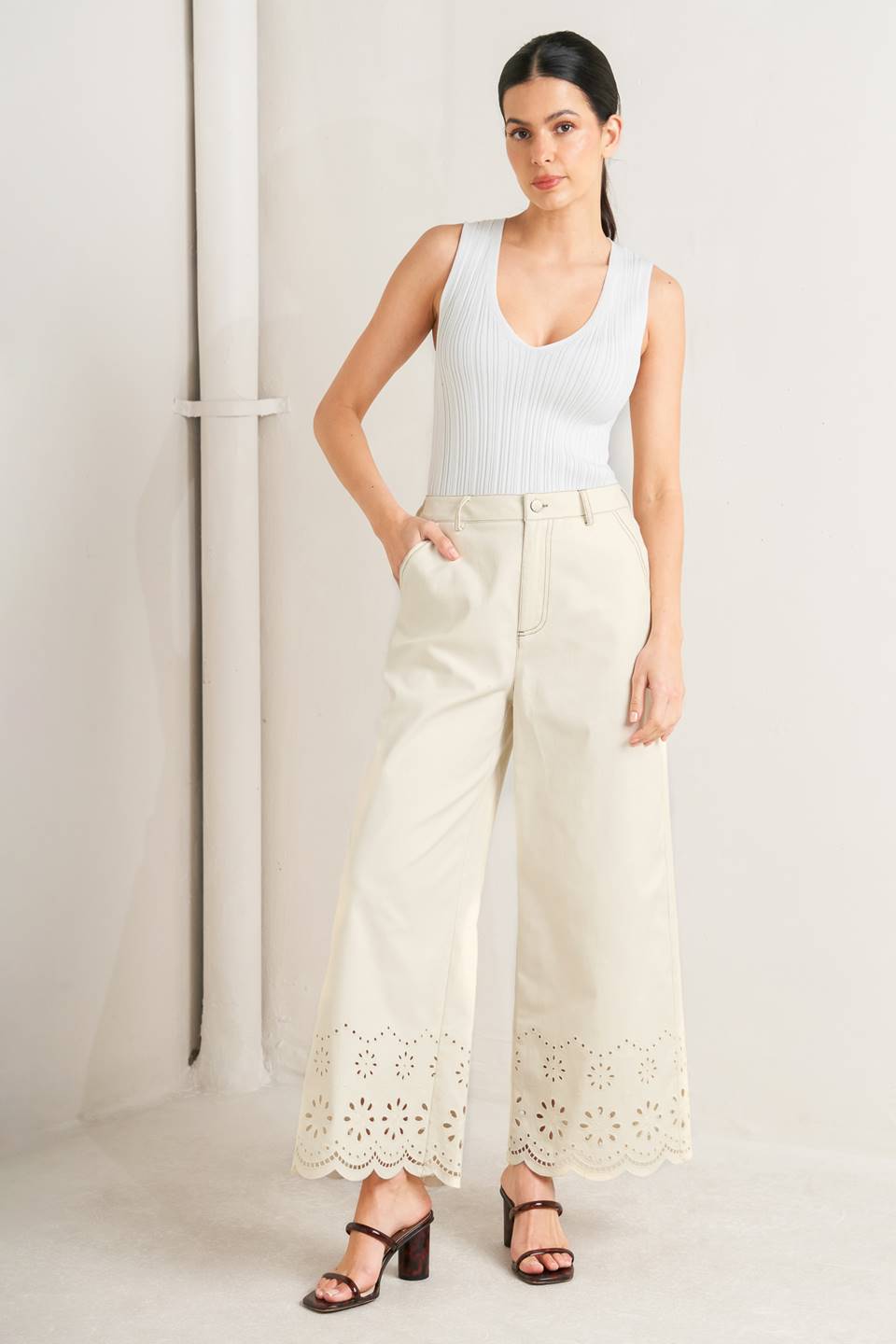 SUNDAY LEAF TWILL CULOTTE PANTS