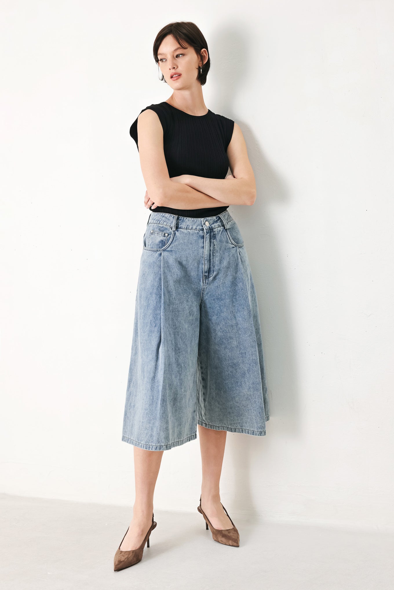 [PREORDER] SKY CHARMER DENIM CULOTTE PANTS