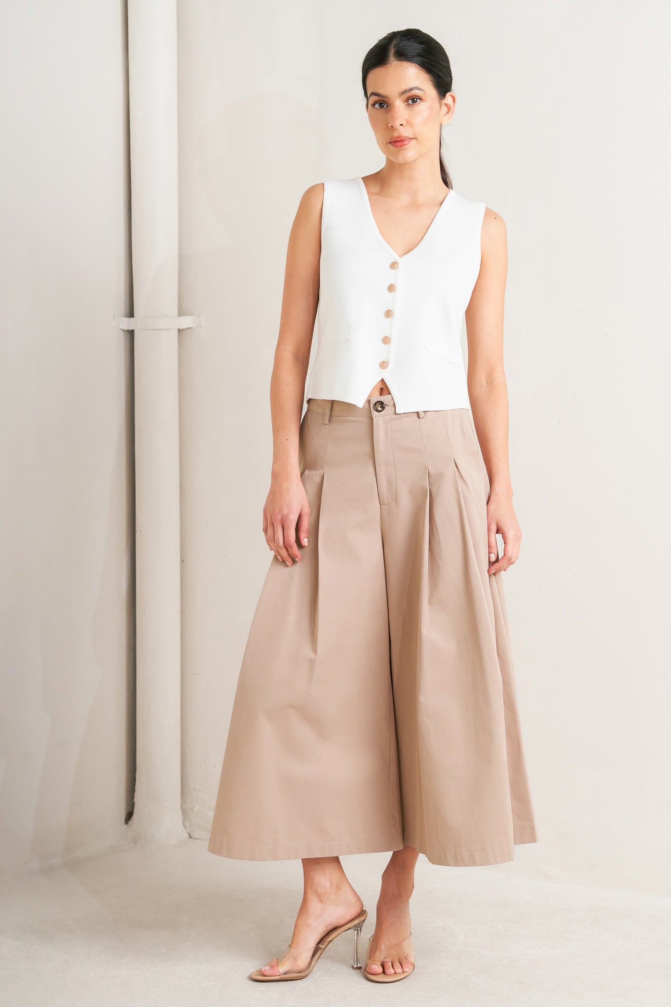 ELEGANT PLEAT WOVEN CULOTTE