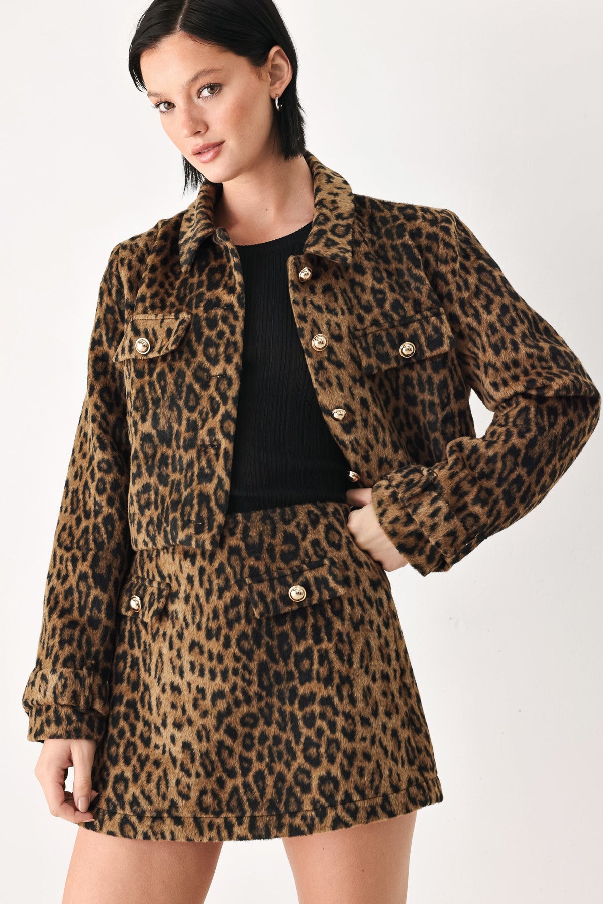 HERITAGE EDGE BROWN/BLACK WOOL-BLEND SKORT
