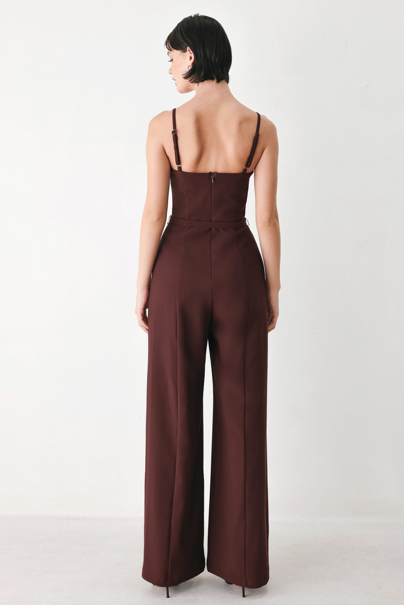 BURGUNDY MODERN MUSE WOVEN JUMPSUIT