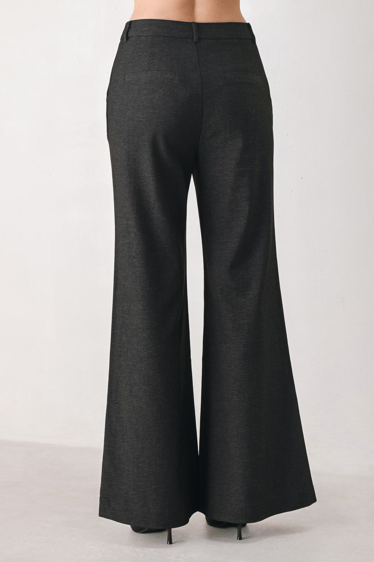 COMMAND NOIR BLACK BUTTON-HEM FLARE PANTS