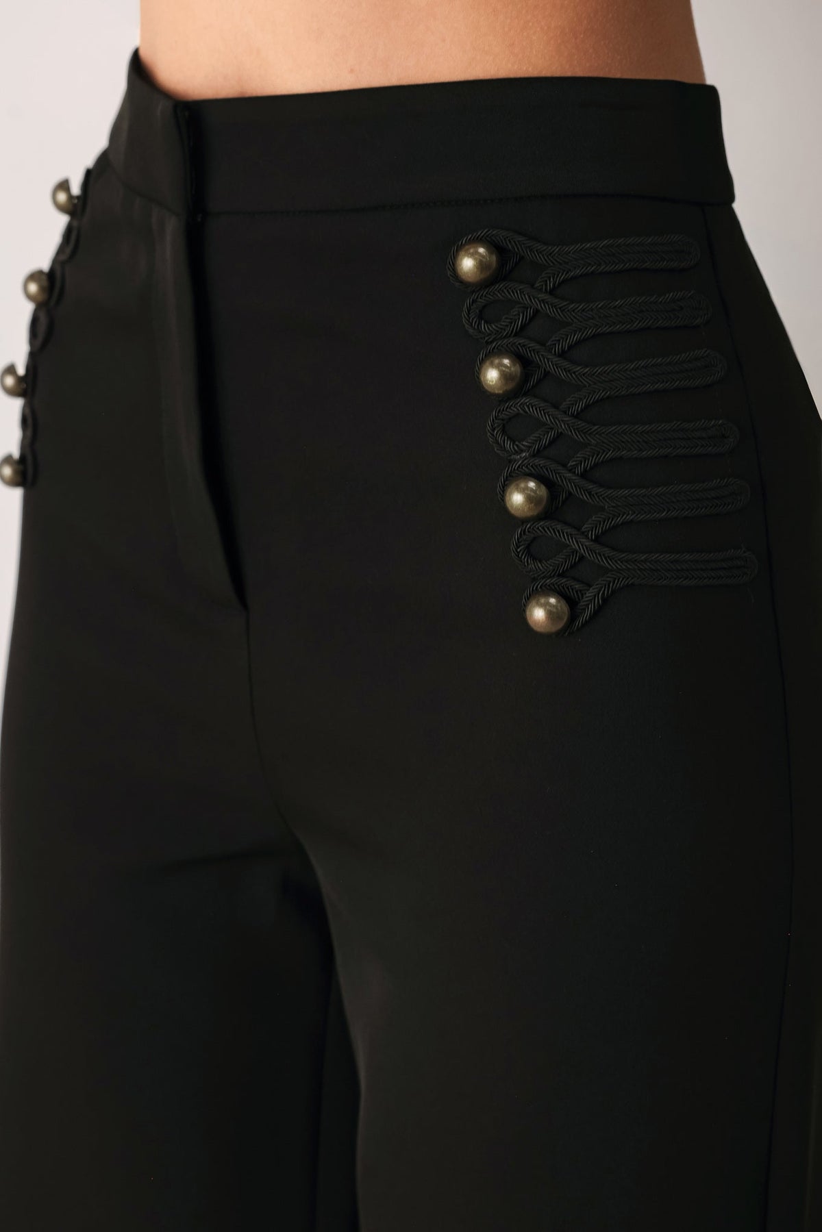 COMMAND NOIR BLACK MILITARY WIDE-LEG PANTS