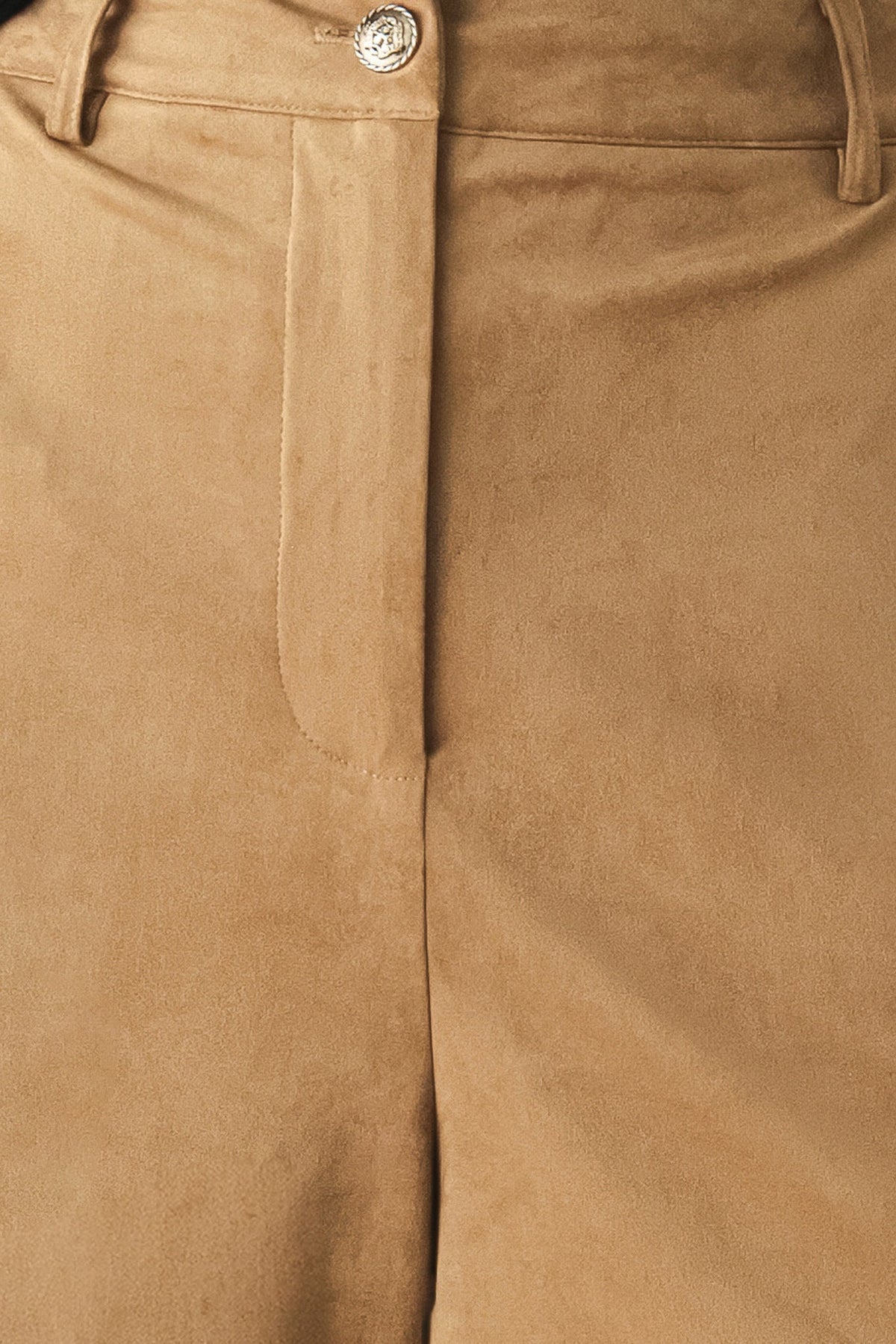 DESERT MOD CAMEL FAUX SUEDE BERMUDA PANTS