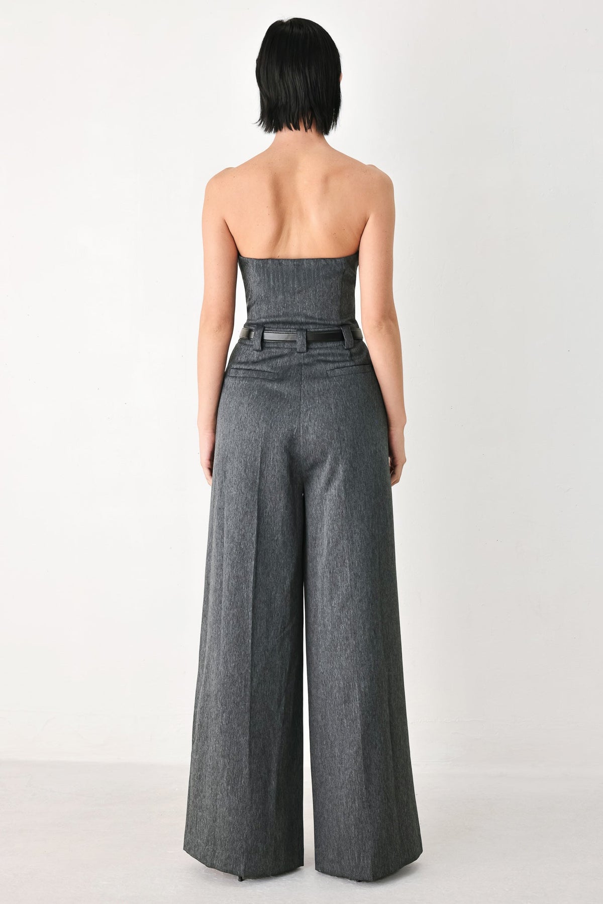 POWER HOUR STRAPLESS BELTED JUMPSUIT