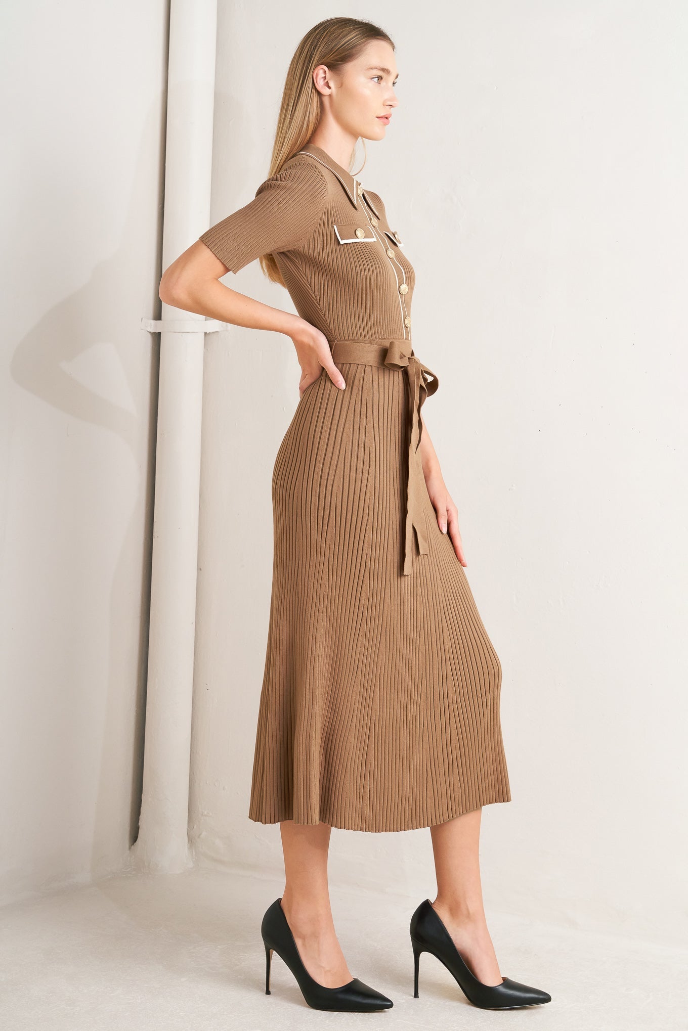 PARISIAN INSPIRED STYLE SWEATER KNIT MIDI DRESS