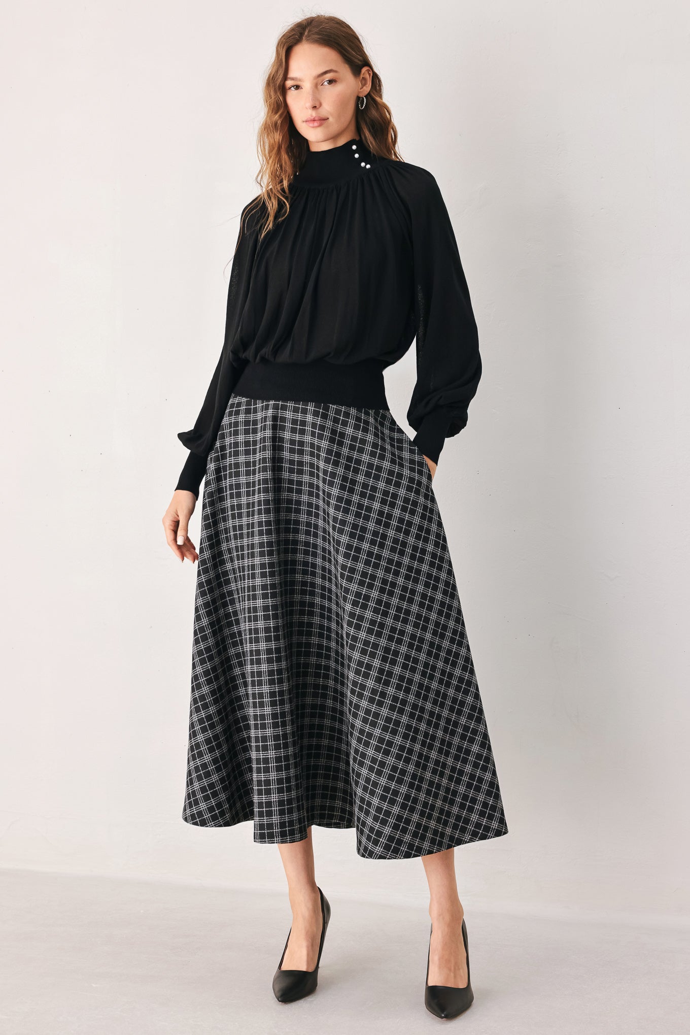 MACADAMIA DRAPED SWEATER KNIT TOP