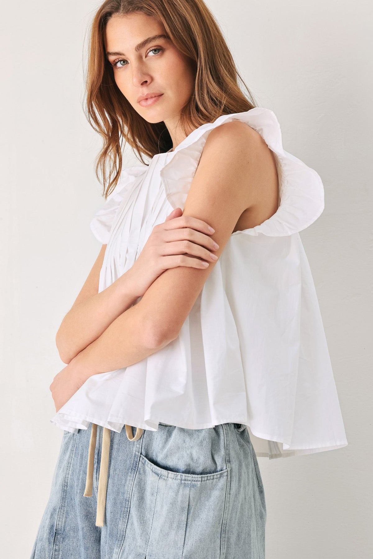 MEMORIES IN FOCUS WHITE WOVEN TOP