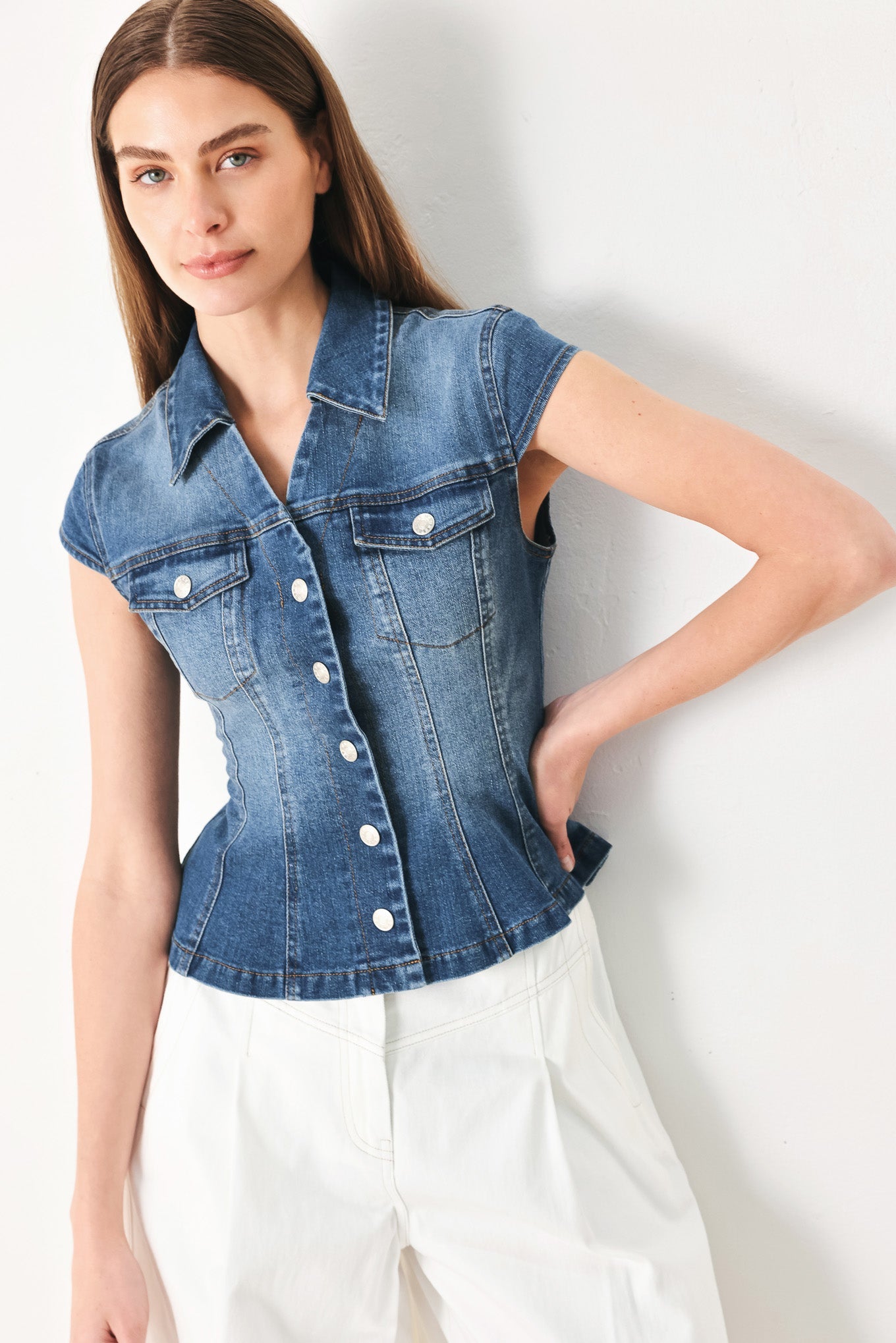 LOVELY COLLAR DENIM TOP