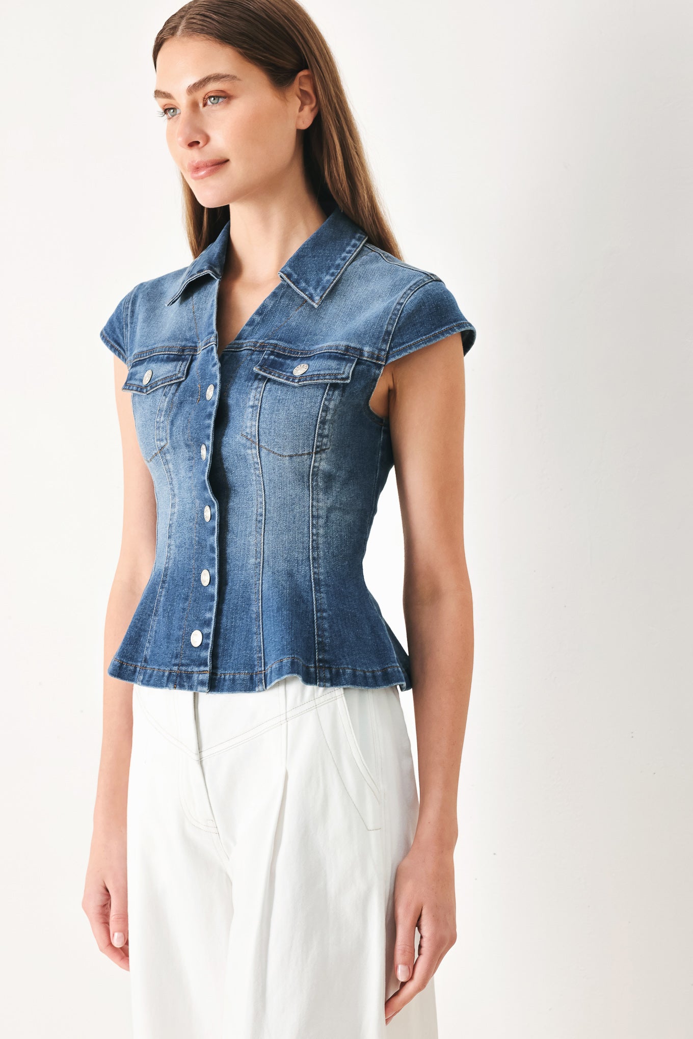 LOVELY COLLAR DENIM TOP