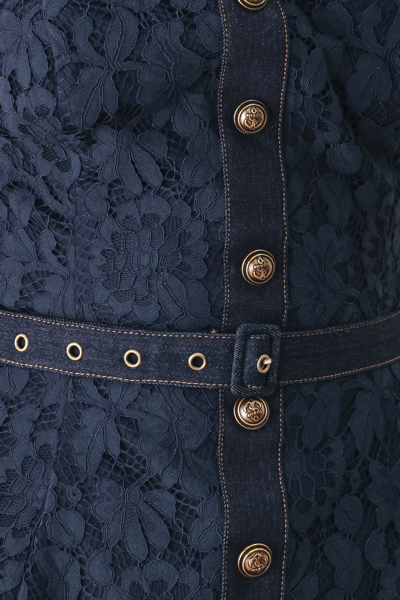 MIDNIGHT PETAL FLOW WOVEN LACE TOP