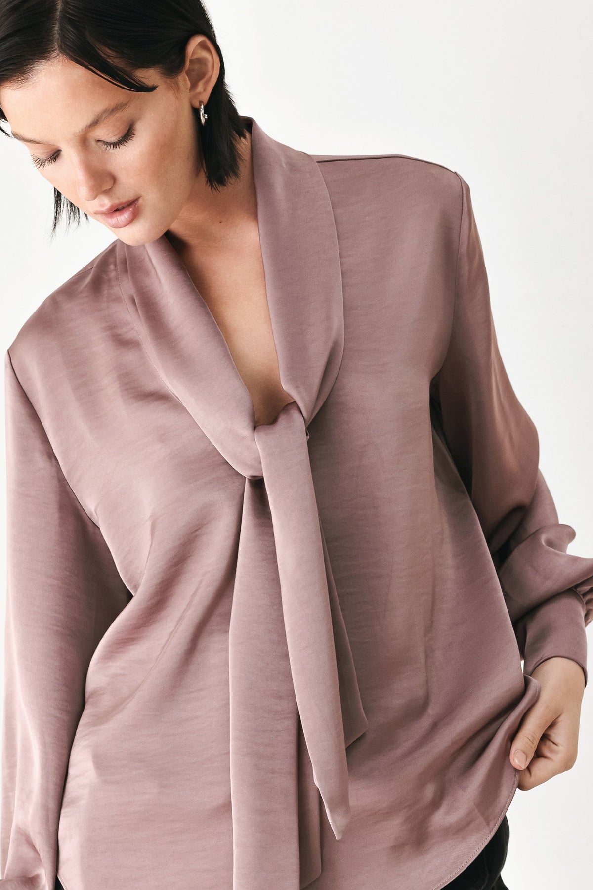 CHAMPAGNE WISHES TIE FRONT BLOUSE