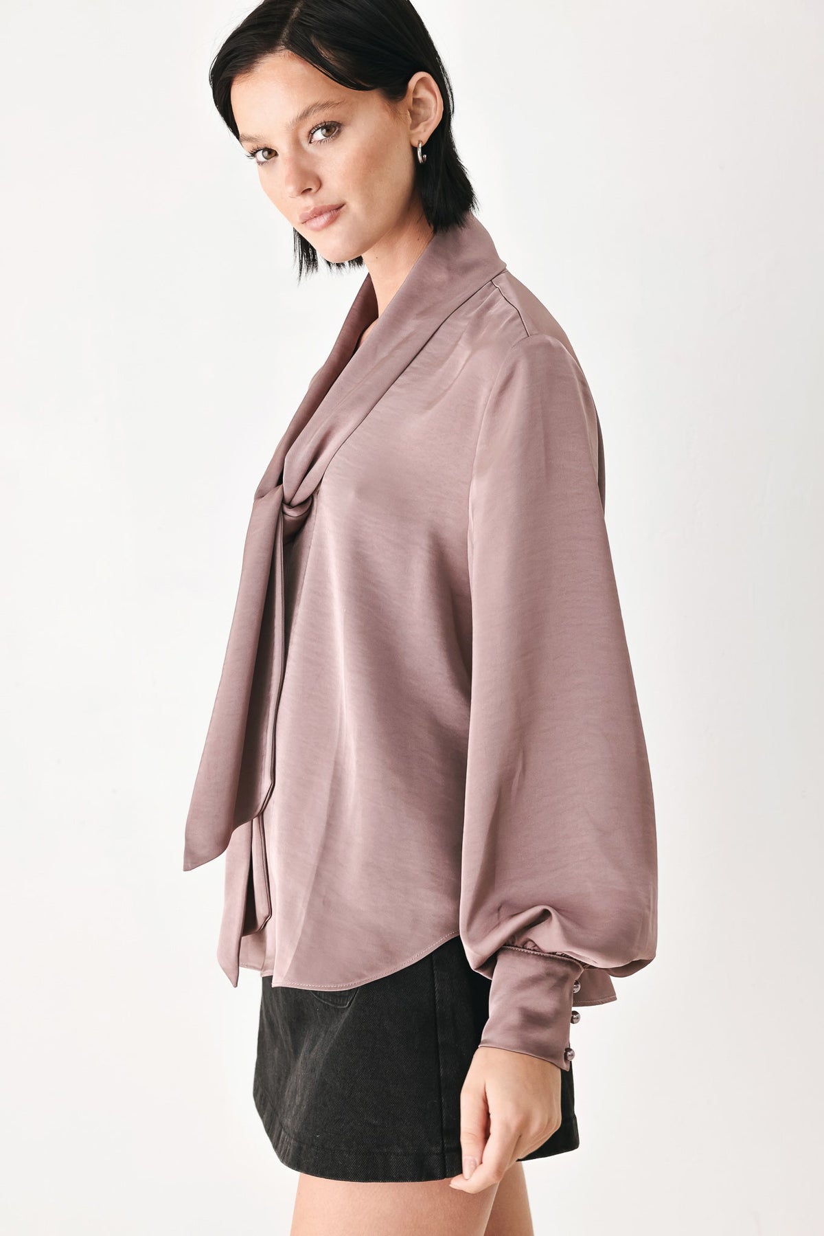 CHAMPAGNE WISHES TIE FRONT BLOUSE