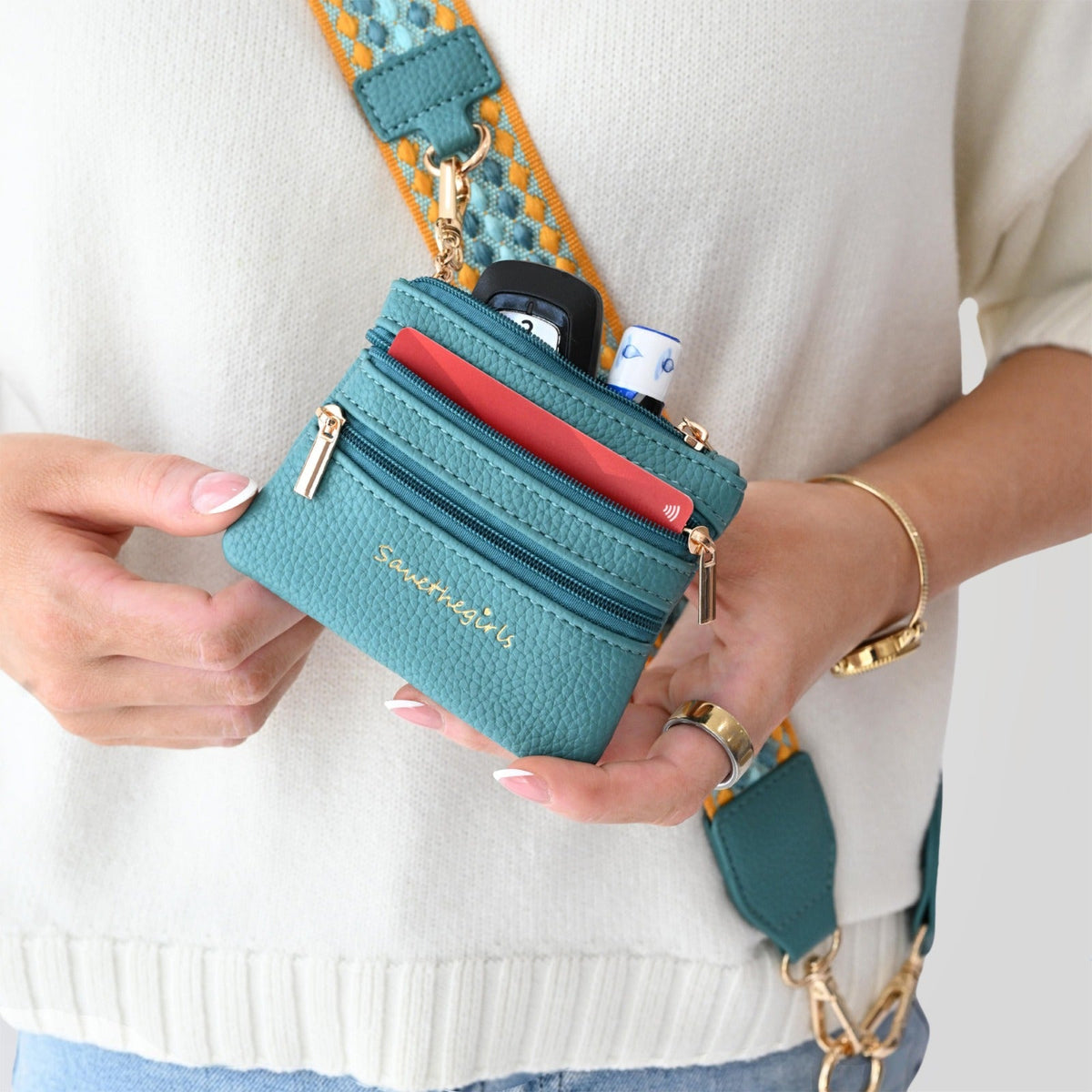 Clip & Go Strap w/Zippered Pouch Fun Dots