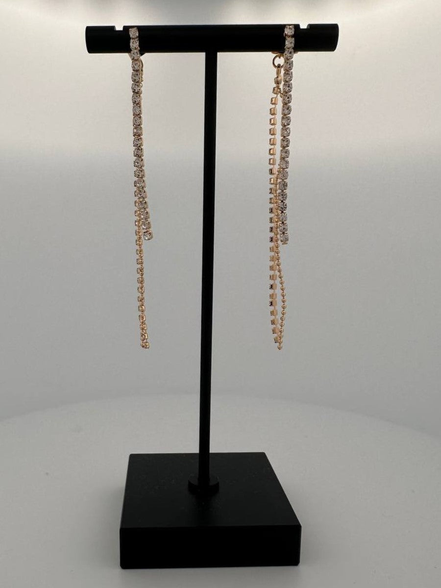 Delicate Drizzle Rhinestone Chain Front and Back Earrings