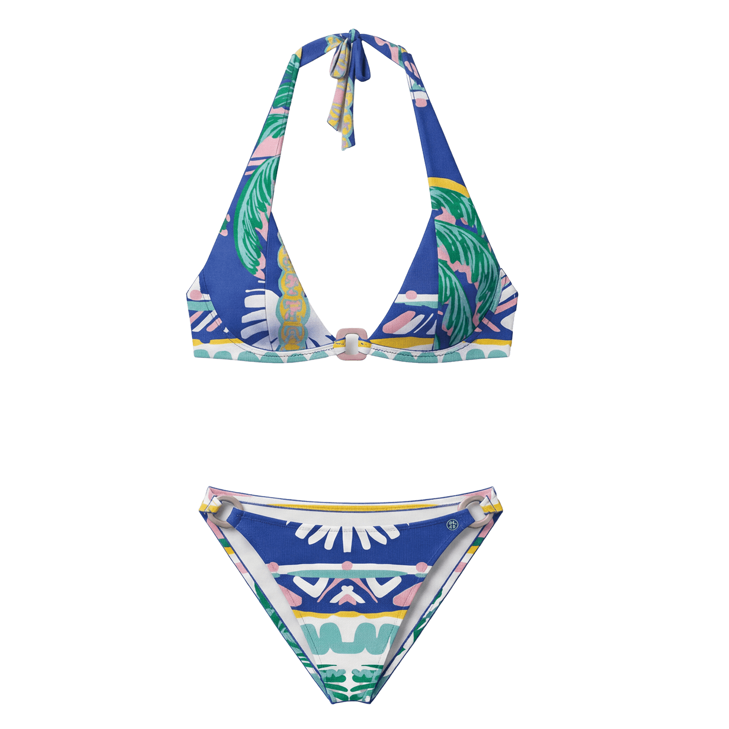Halter Bikini Blue Palm Classic Brief