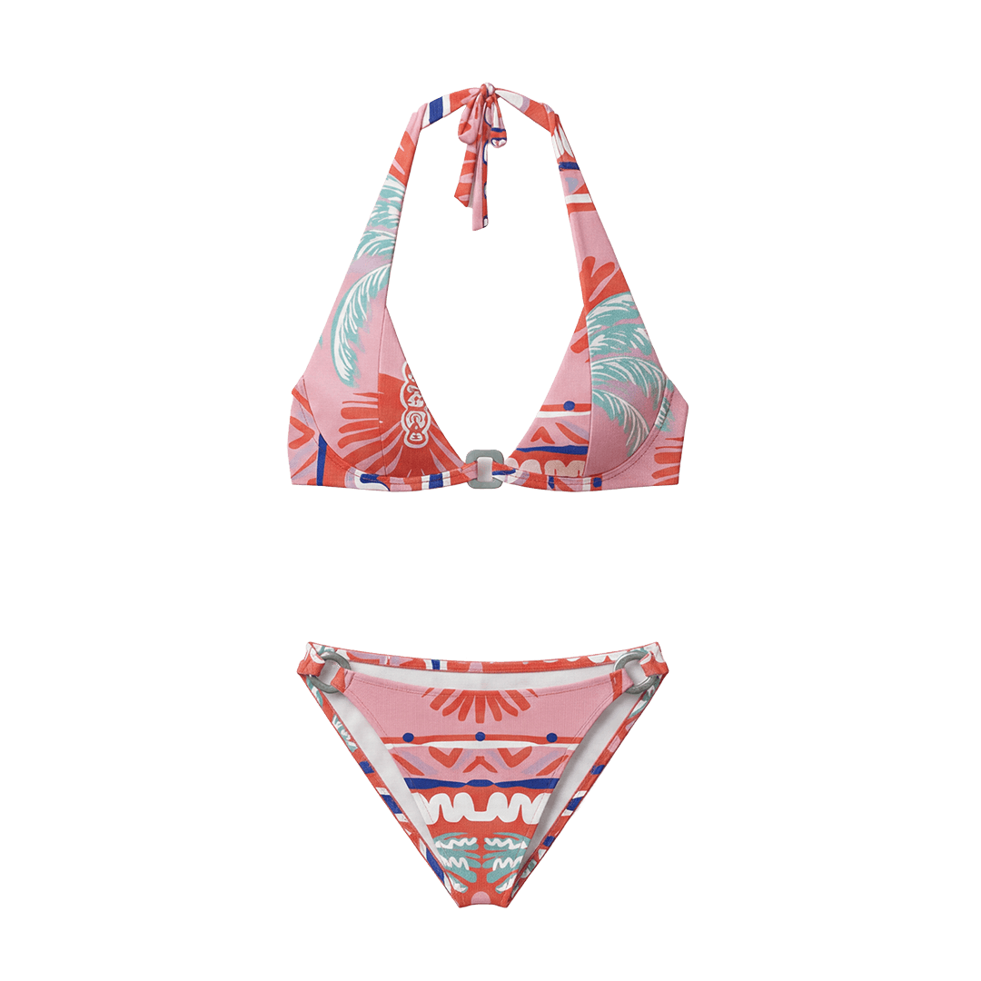 Halter Bikini Pink Palm Classic Brief