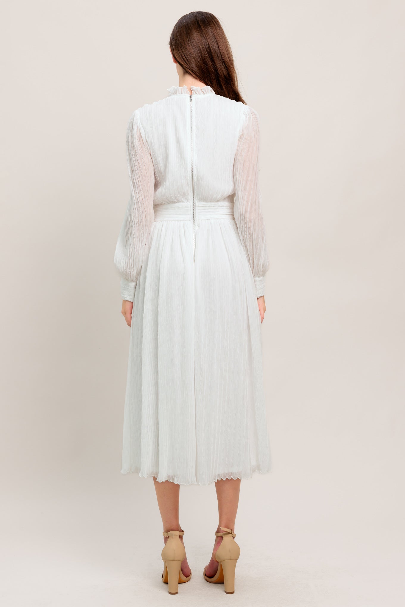 FOREVER WAITING WOVEN MIDI DRESS